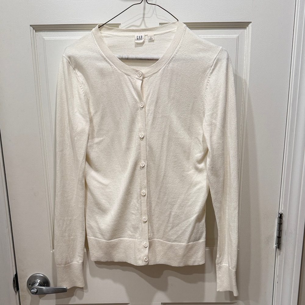 GAP Cream Button-Up Cardigan